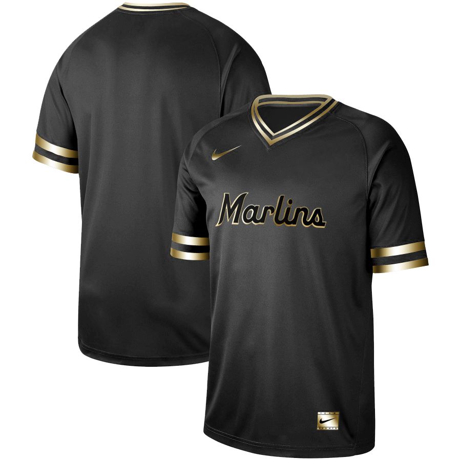 Men Miami Marlins Blank Nike Black Gold MLB Jerseys->cincinnati reds->MLB Jersey